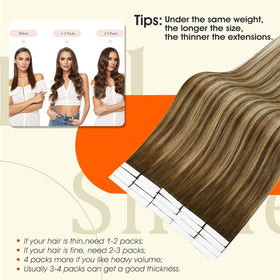 Before and after using Full Shine Tape In Hair Extensions