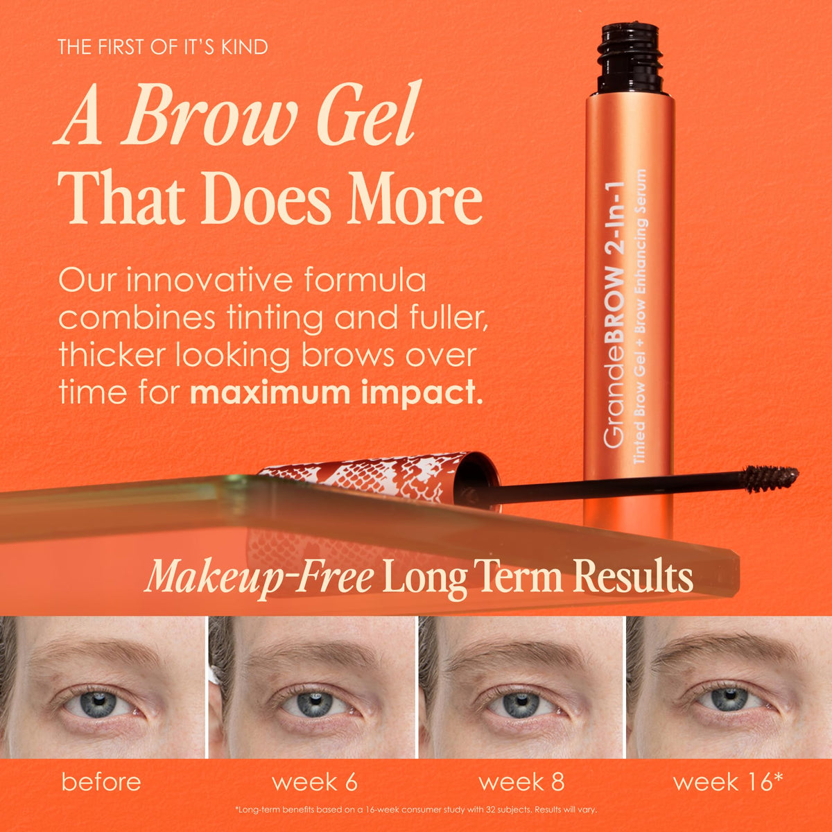 Before and after using GrandeBROW Tinted Brow Gel & Serum