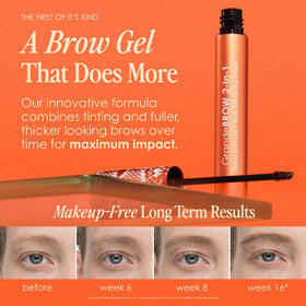 Before and after using GrandeBROW Tinted Brow Gel & Serum