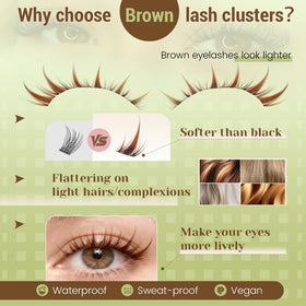 Before and after using KEYYOU Manga Brown Lash Clusters