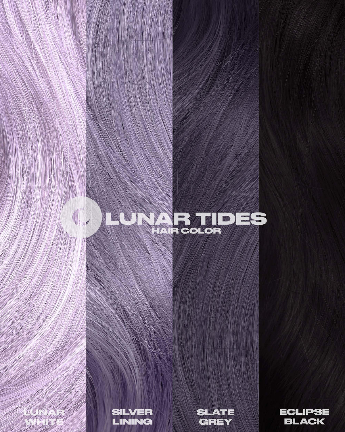 Before and after using Lunar Tides Slate Grey hair dye
