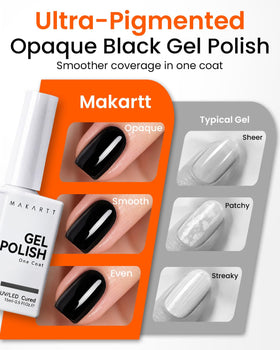Before and after using Makartt Black Gel Nail Polish