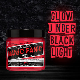 Before and after using MANIC PANIC Electric Watermelon Hair Dye