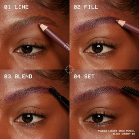 Before and after using NYX Powder Louder Eyebrow Pencil