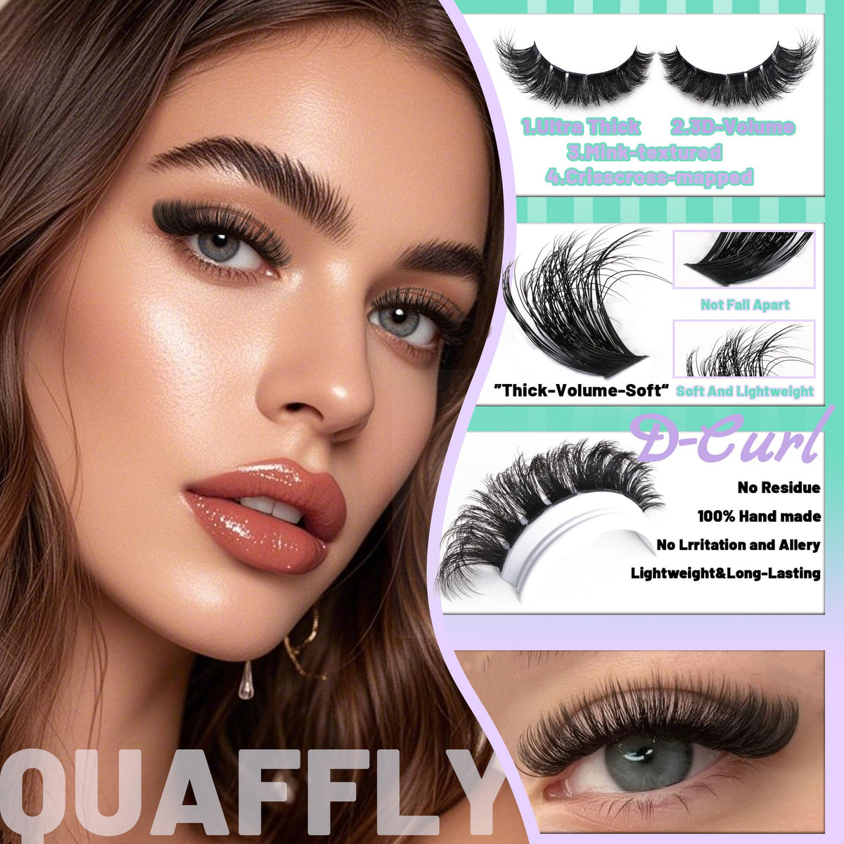 Before and after using QUAFFLY Lash Clusters Kit