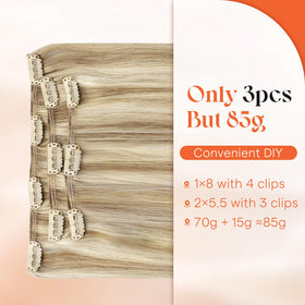 Before and after using Sunny Hair Clip-in Extensions