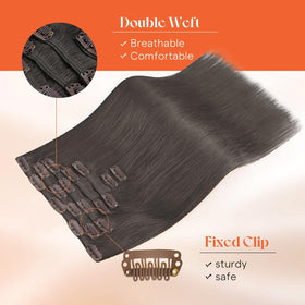 Before and after using Sunny Hair clip-in extensions
