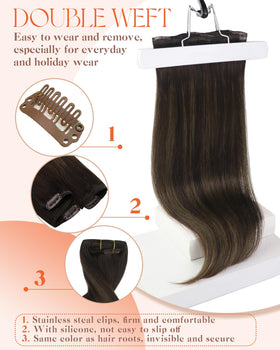 Before and after using Sunny Hair Clip-in Extensions