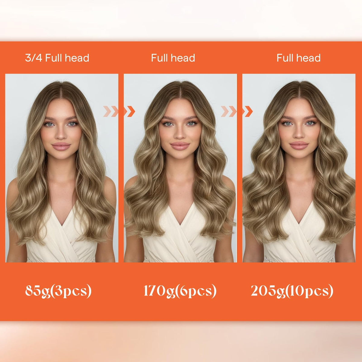 Before and after using Sunny Hair Clip-in Hair Extensions