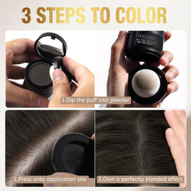 Before and after using VOLLUCK Root Touch Up Powder