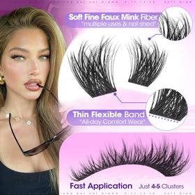Before and after using Yawamica Fluffy Lash Clusters