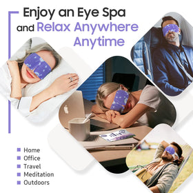 BeHoomi Steam Eye Mask displayed with lavender flowers