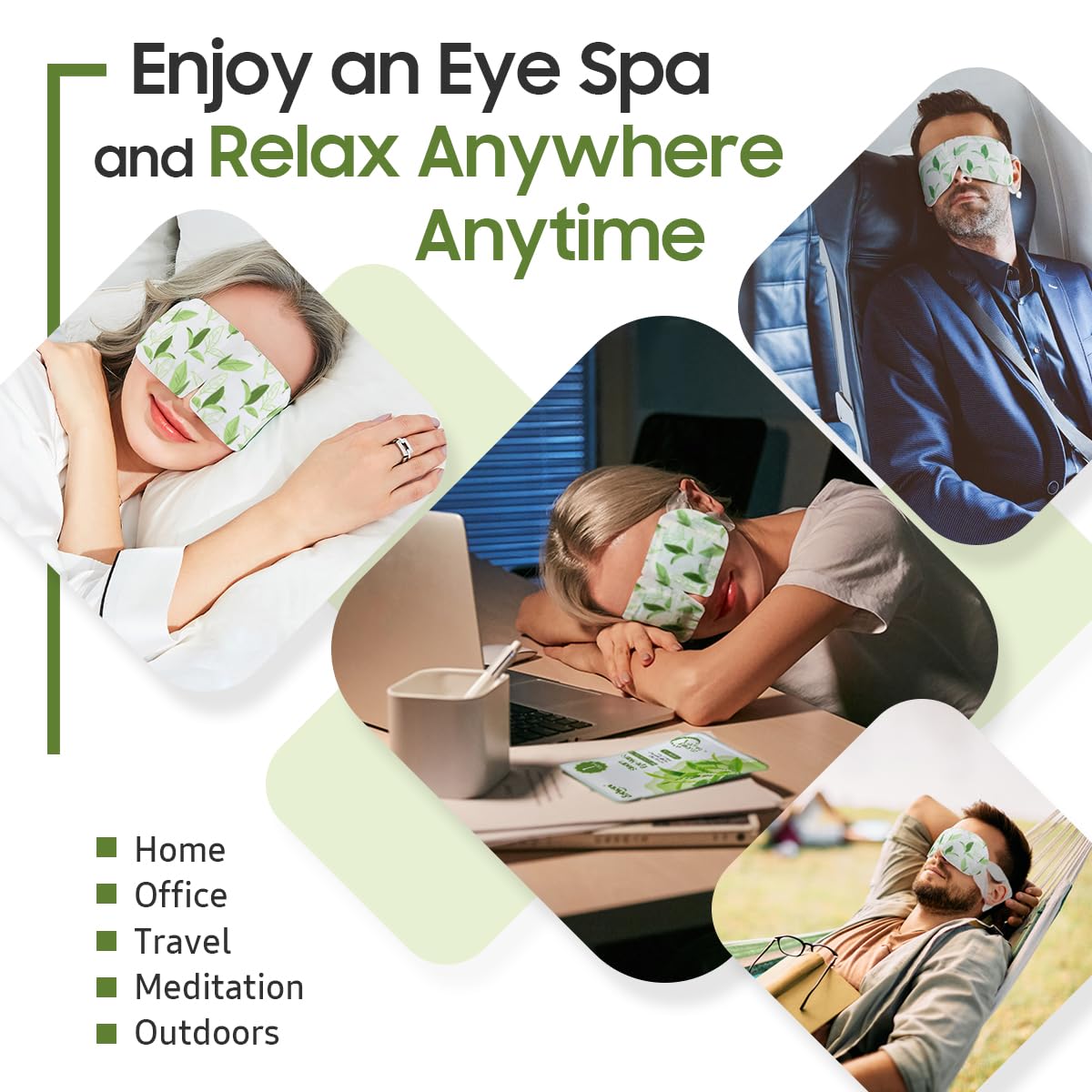 BeHoomi Steam Eye Mask displayed with travel essentials
