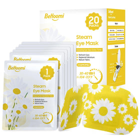 BeHoomi Steam Eye Mask front view with chamomile design