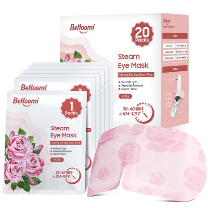 BeHoomi Steam Eye Mask front view with rose design