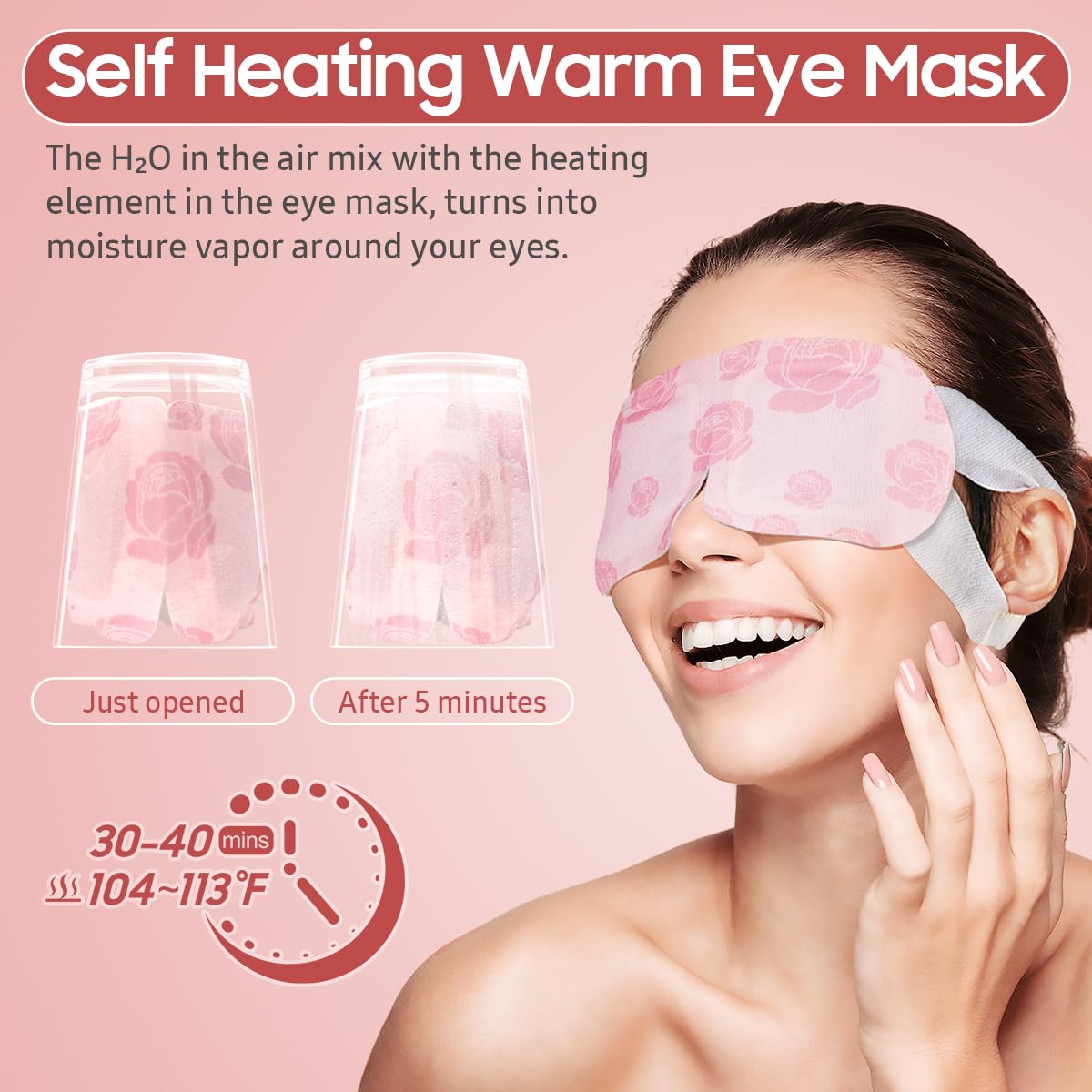BeHoomi Steam Eye Mask laid out on a spa setting