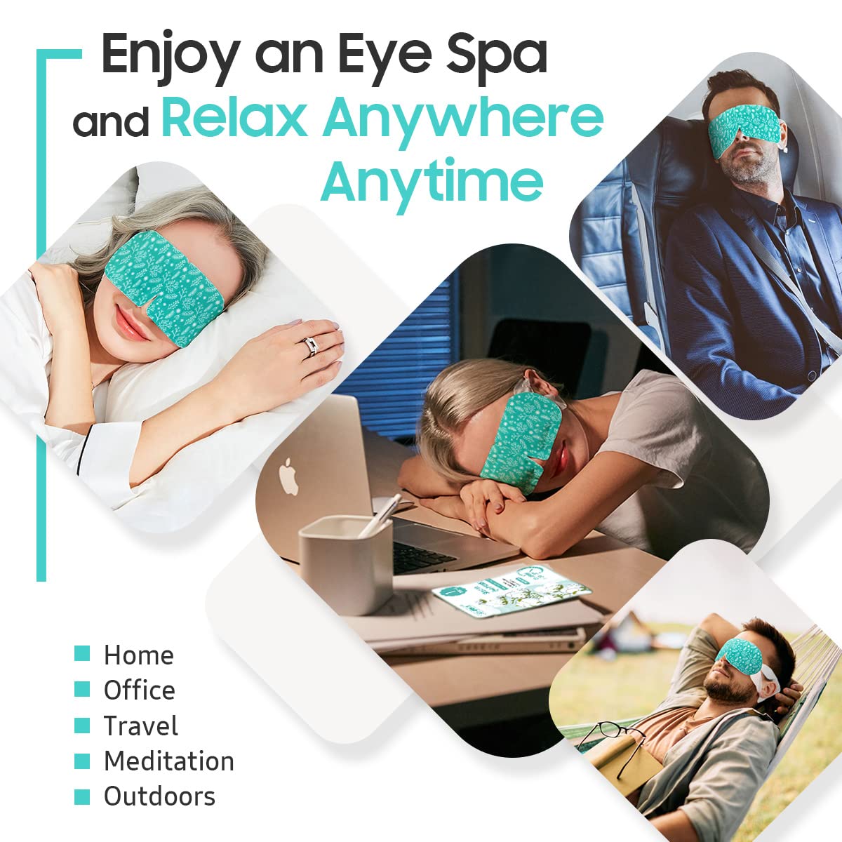 BeHoomi Steam Eye Mask with relaxing spa items