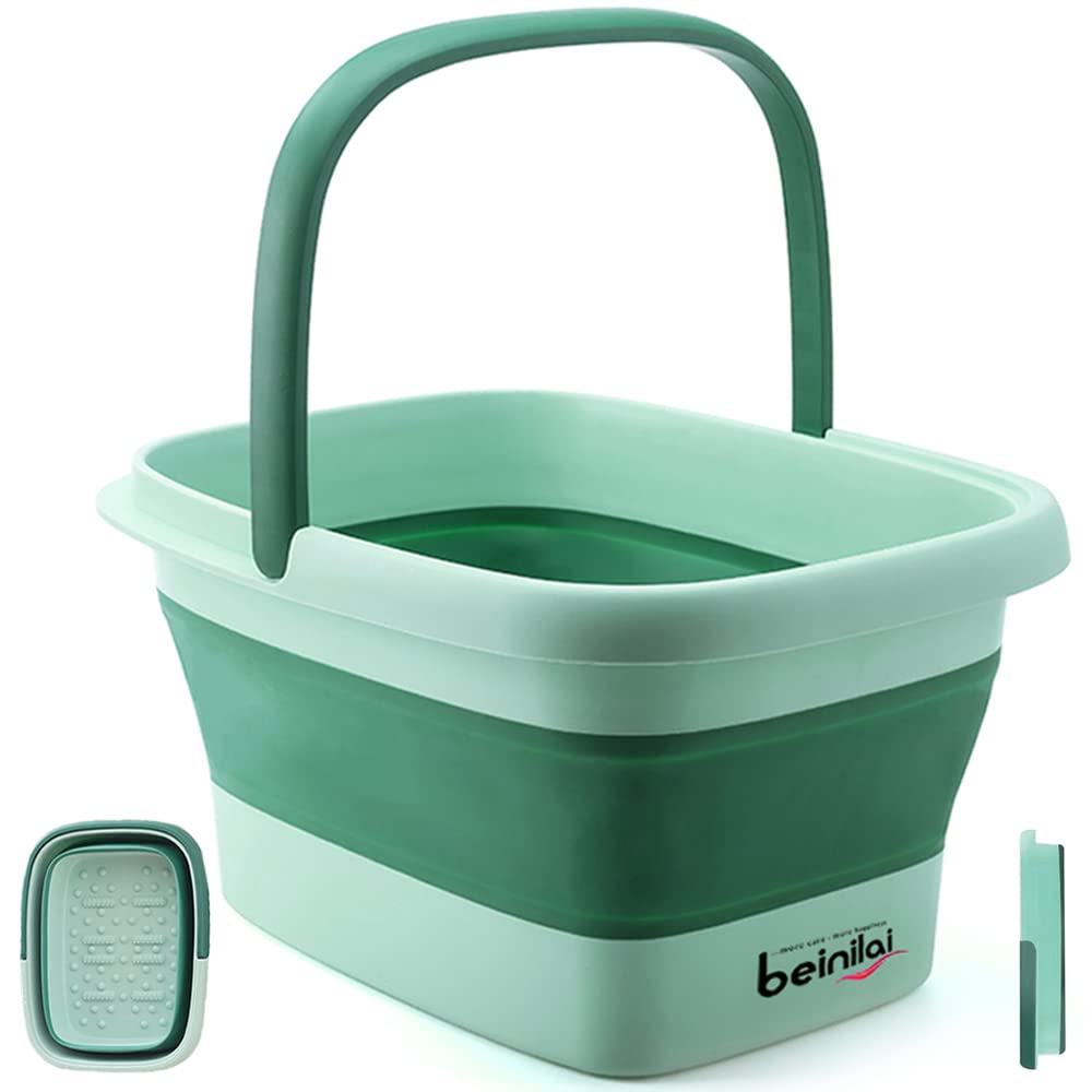 Beinilai collapsible foot bath basin green front view