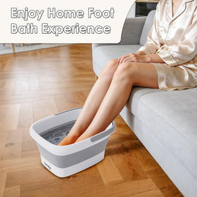 Beinilai Collapsible Foot Bath Basin in use with warm water