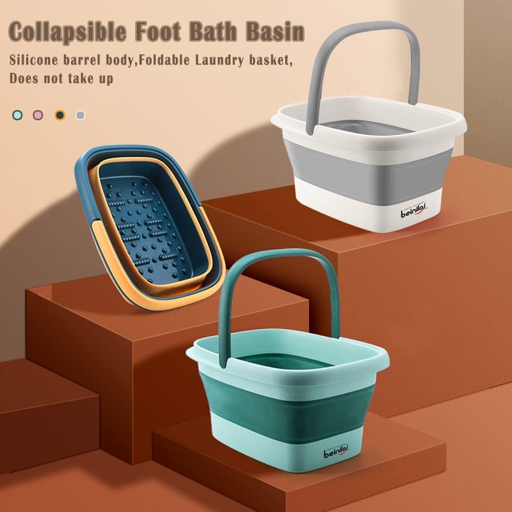 Beinilai Collapsible Foot Bath Basin showing carry handle