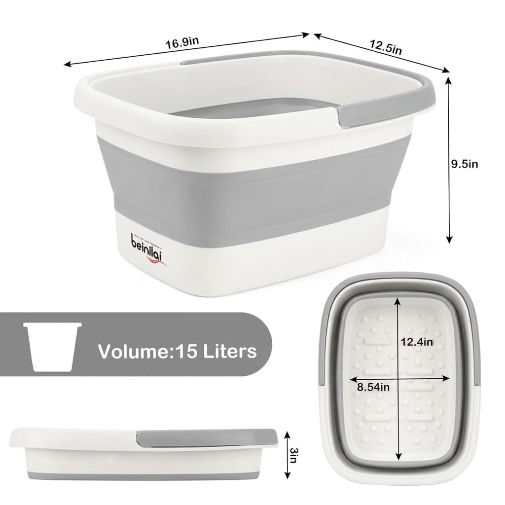 Beinilai Collapsible Foot Bath Basin with massage bumps