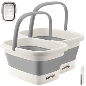Beinilai Collapsible Foot Bath Basin with water and massage bumps