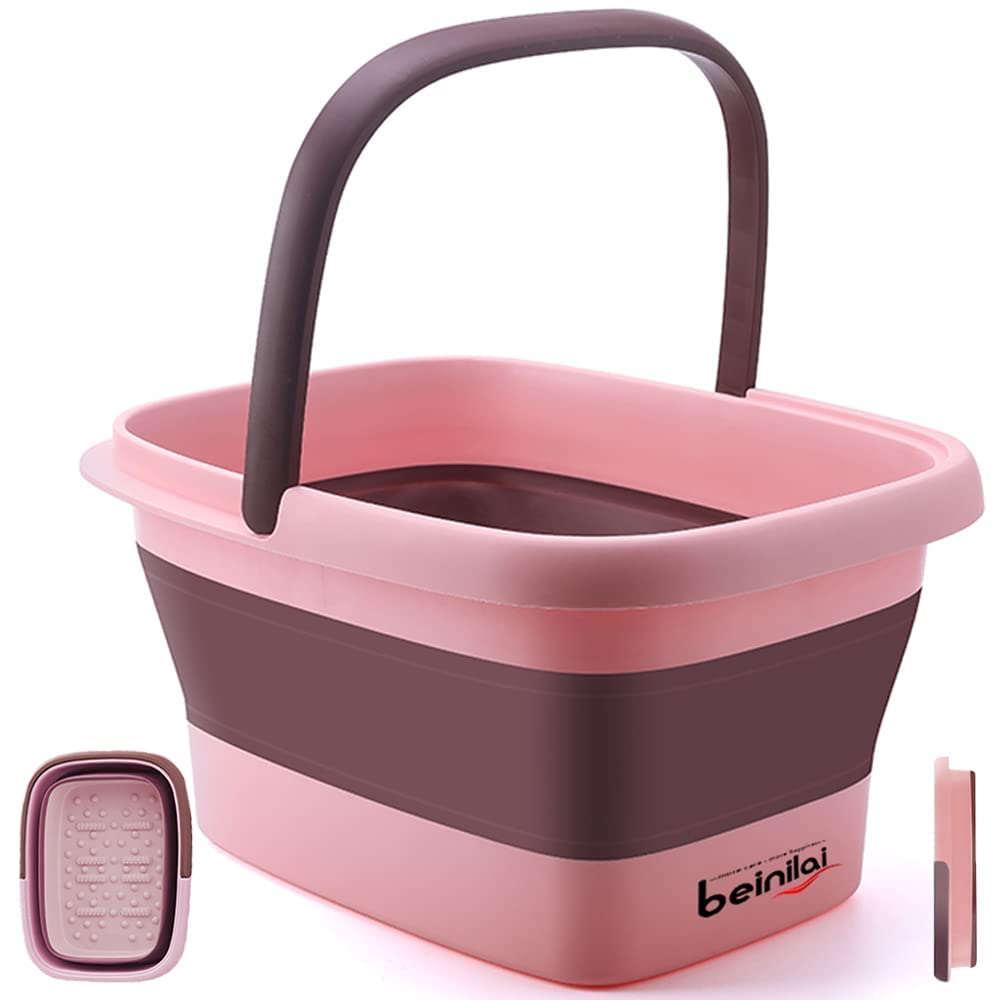 Beinilai Collapsible Foot Soak Tub pink model front view