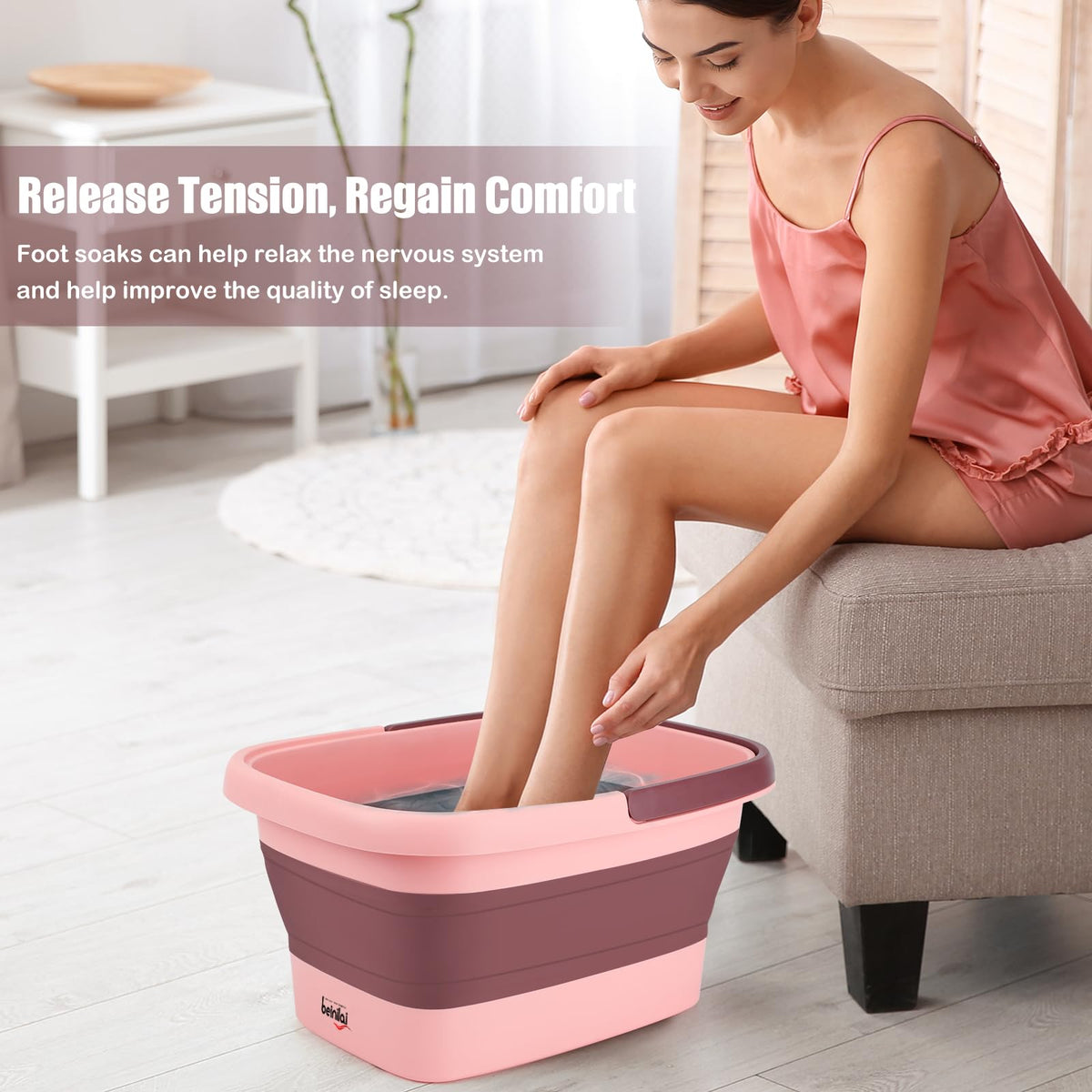 Beinilai Foot Soak Tub with handles and massage acupoints