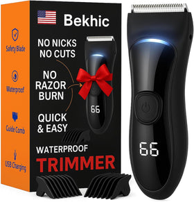 Bekhic Groin & Body Hair Trimmer front view with LED light