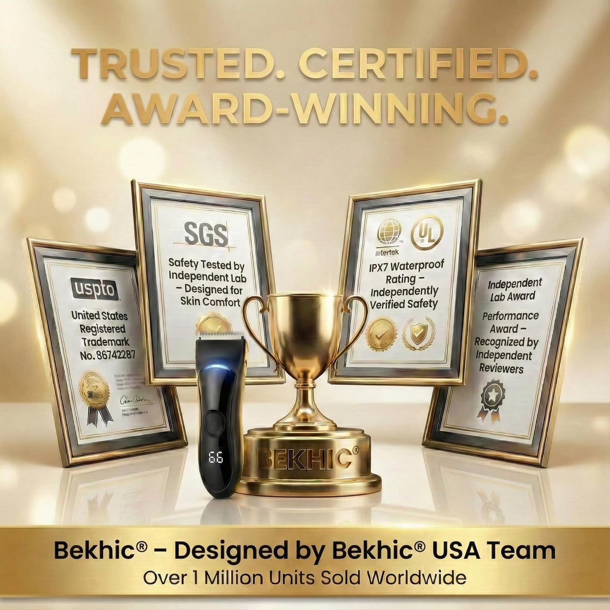 Bekhic Groin & Body Hair Trimmer in a shower setting