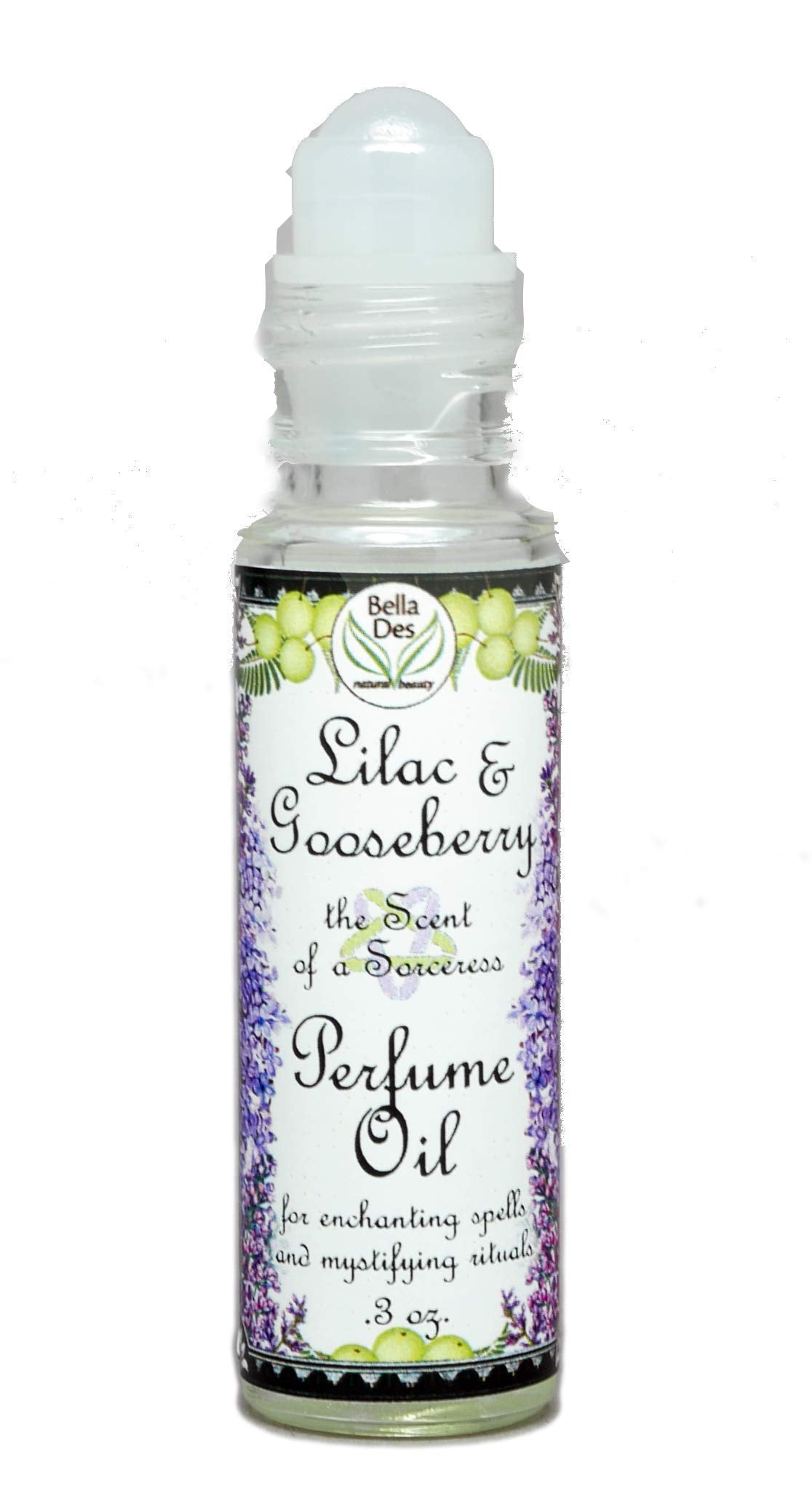 BELLA DES NATURAL BEAUTY Lilac and Gooseberry Perfume Oil in a travel pouch