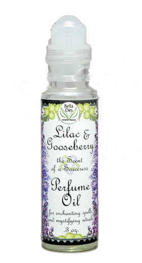 BELLA DES NATURAL BEAUTY Lilac and Gooseberry Perfume Oil in a travel pouch