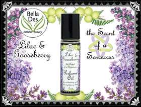 BELLA DES NATURAL BEAUTY Lilac and Gooseberry Perfume Oil with lilac flowers