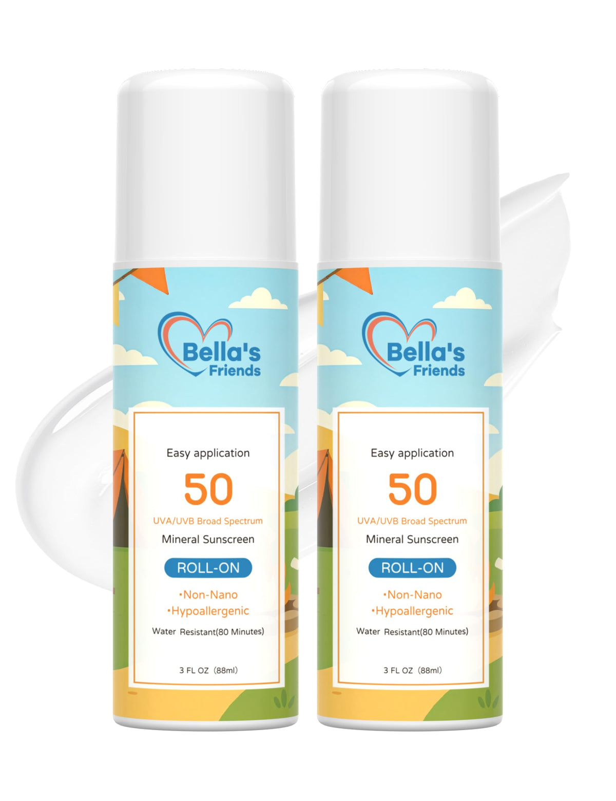 Bella's Friends Life Kids Roll-On Mineral Sunscreen SPF 50 front view
