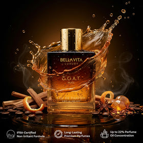 Bella Vita Luxury G.O.A.T. Eau de Parfum in a stylish setting