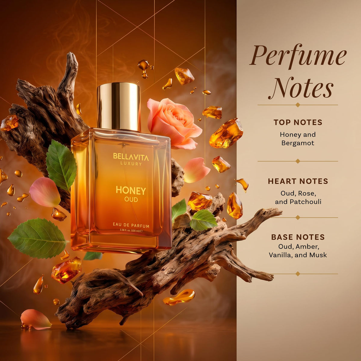 Bella Vita Luxury Honey Oud Eau de Parfum label detail