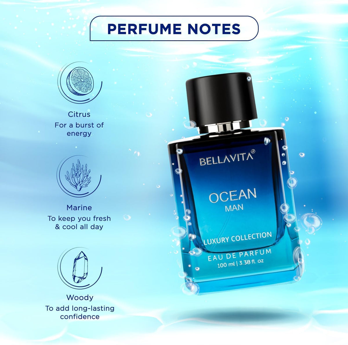 Bella Vita Luxury OCEAN Eau de Parfum 100 ml with packaging