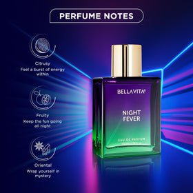 Bella Vita Organic Night Fever Eau de Parfum on a vanity