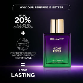 Bella Vita Organic Night Fever Eau de Parfum with floral background