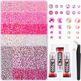 BELLEBOOST Pink Rhinestones Bedazzling Kit front view with assorted rhinestones