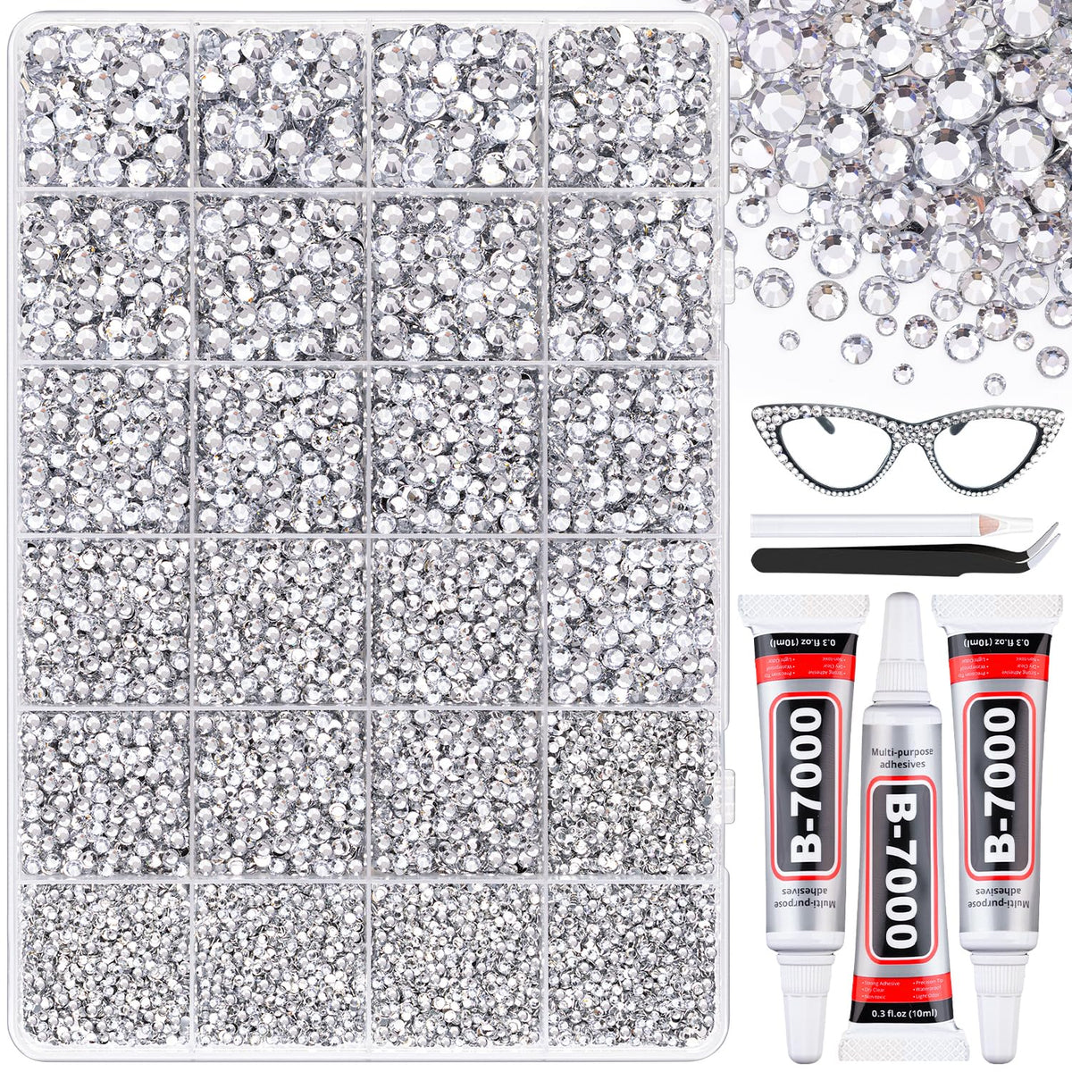 BELLEBOOST Rhinestones Bedazzler Kit front view with clear gems
