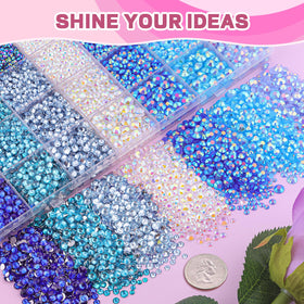 BELLEBOOST rhinestones in box showing variety of sizes