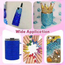 BELLEBOOST rhinestones kit displayed with various crafts