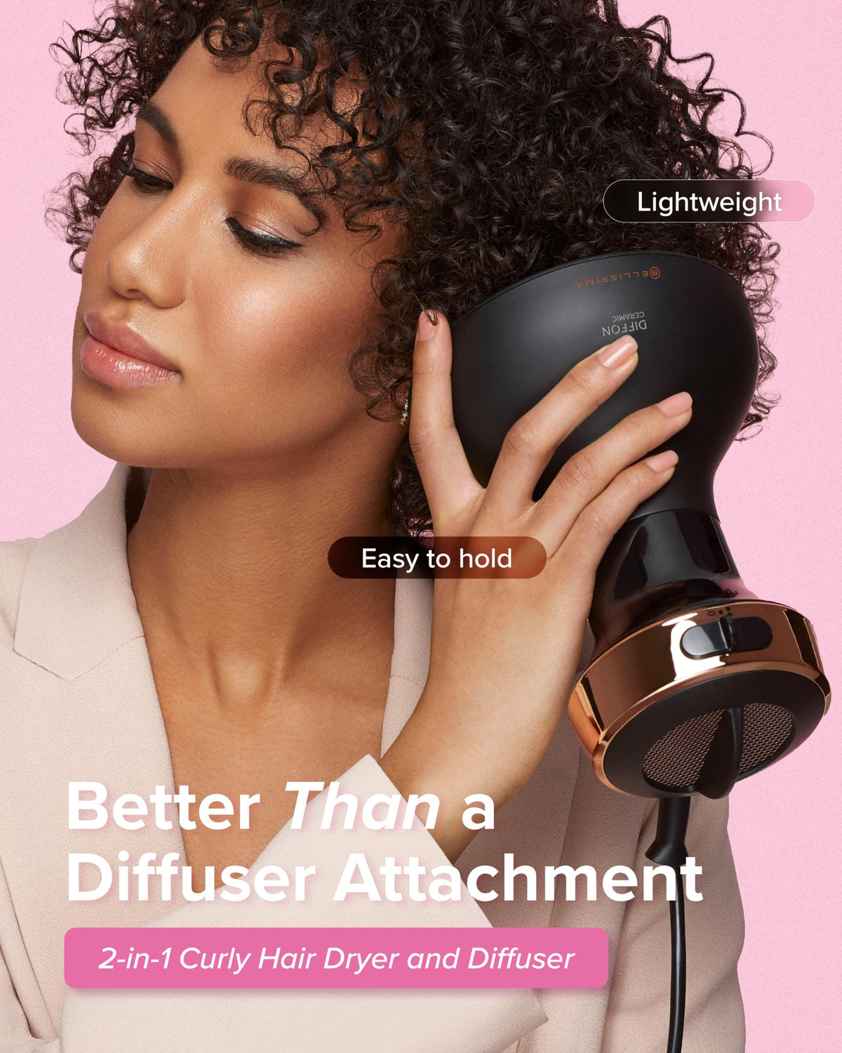 BELLISSIMA Diffon Ceramic Hair Dryer side view showing ergonomic handle