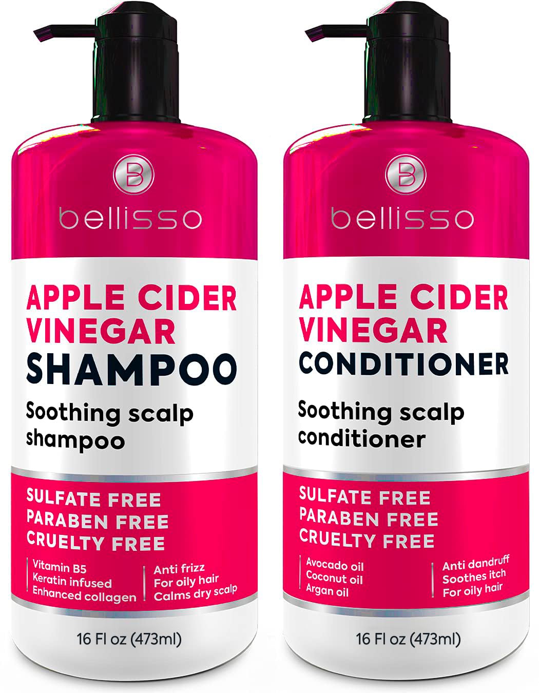 BELLISSO Apple Cider Vinegar Shampoo and Conditioner Set front view