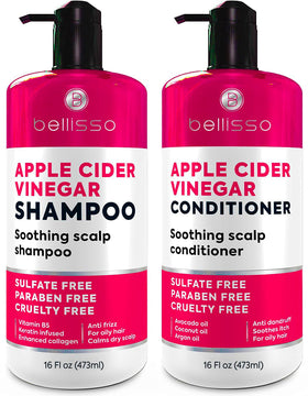 BELLISSO Apple Cider Vinegar Shampoo and Conditioner Set front view
