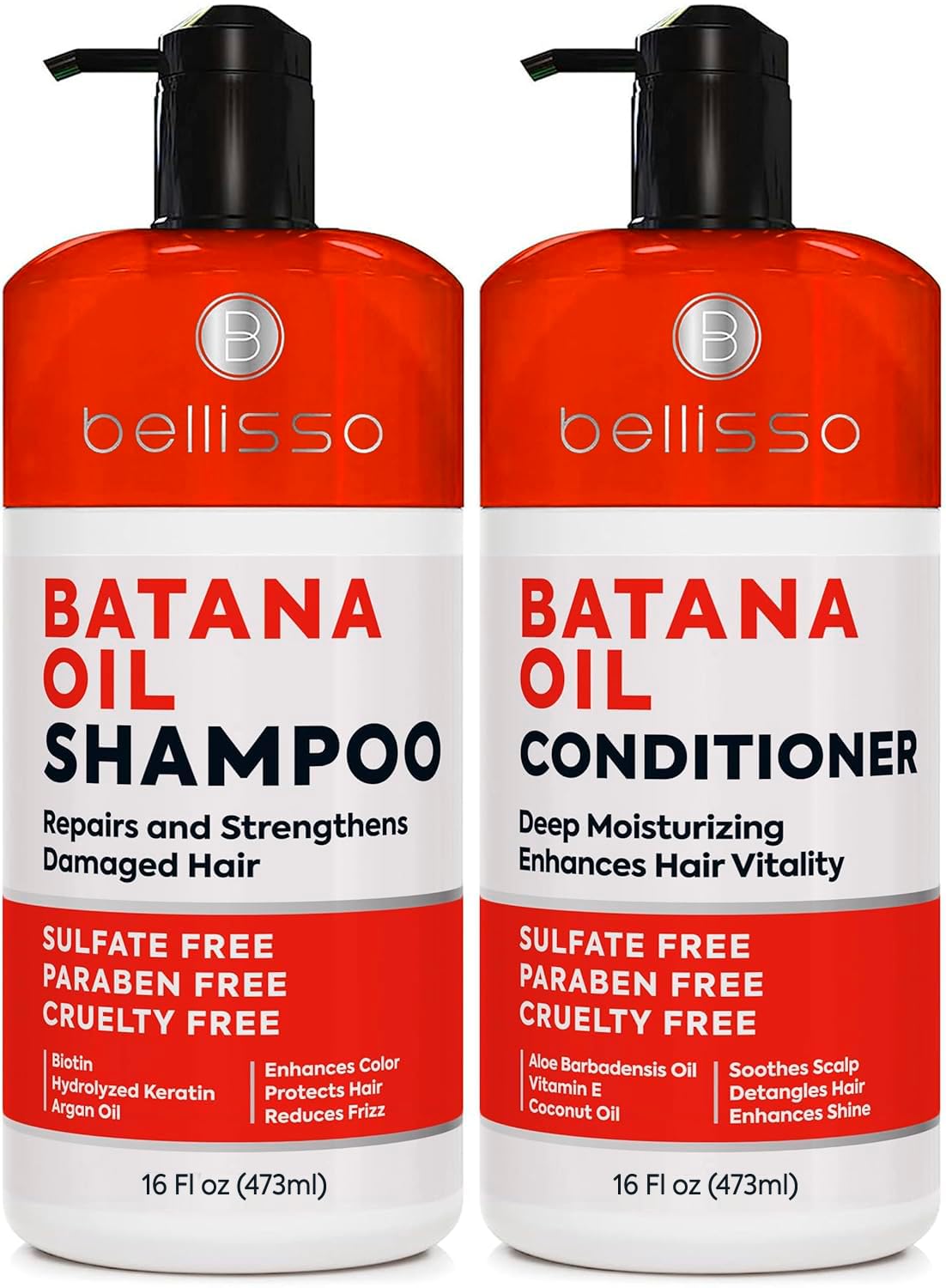 BELLISSO Batana Oil Shampoo and Conditioner Set front view