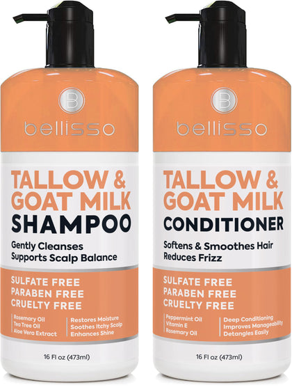 BELLISSO Beef Tallow Shampoo front view 16 Fl Oz