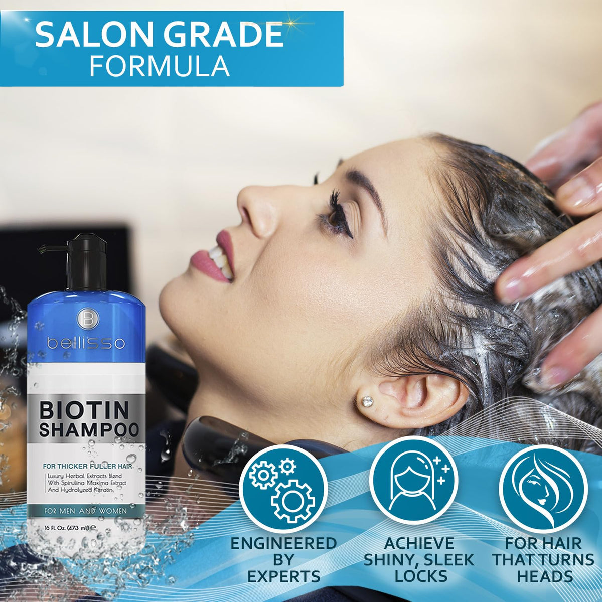 BELLISSO Biotin Shampoo 590g with fresh herbs