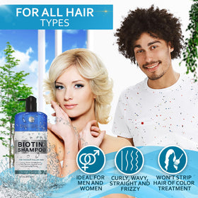 BELLISSO Biotin Shampoo 590g with water droplets